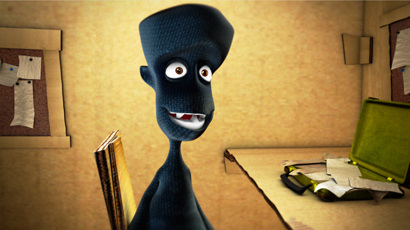 Masquerade: a dark masked character standing in a yellow room